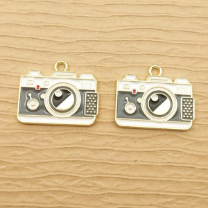 10pcs Camera Charm Enamel Earring Pendant Bracelet Necklace DIY Craft Supplies