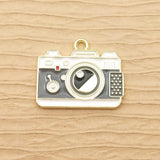 10pcs Camera Charm Enamel Earring Pendant Bracelet Necklace DIY Craft Supplies