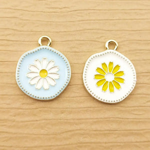 10pcs Enamel Flower Charm for Jewelry Making