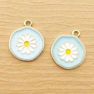 10pcs Enamel Flower Charm for Jewelry Making