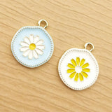 10pcs Enamel Flower Charm for Jewelry Making