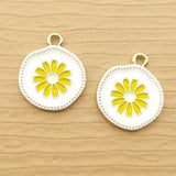 10pcs Enamel Flower Charm for Jewelry Making