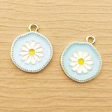 10pcs Enamel Flower Charm for Jewelry Making