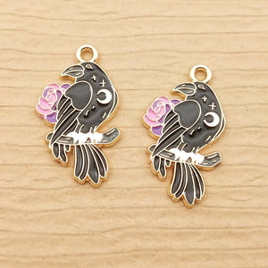10pcs Enamel Flower Crown Charms for Jewelry Making