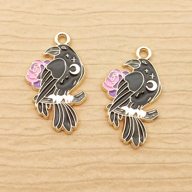 10pcs Enamel Flower Crown Charms for Jewelry Making