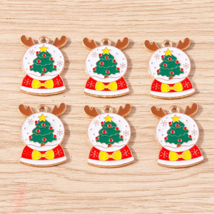 10pcs Enamel Christmas Tree Charms Pendants for Jewelry Making DIY