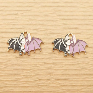 10pcs Enamel Bone Bat Charm for Jewelry Making