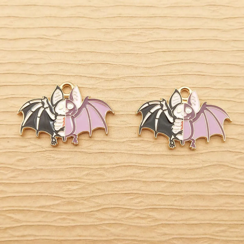10pcs Enamel Bone Bat Charm for Jewelry Making