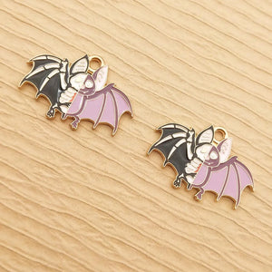 10pcs Enamel Bone Bat Charm for Jewelry Making