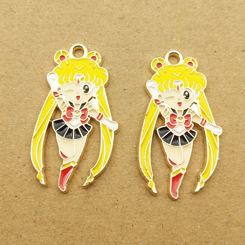 10pcs Enamel Cartoon Girl Charm for Jewelry Making