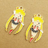 10pcs Enamel Cartoon Girl Charm for Jewelry Making