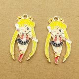 10pcs Enamel Cartoon Girl Charm for Jewelry Making
