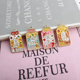 10pcs Enamel Chinese Character Charms for DIY Earrings Necklace Pendant