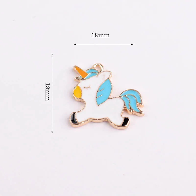10pcs Enamel Unicorn Pendant Charms Necklace Girls Kids Accessory