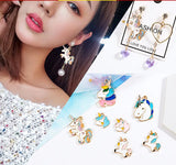 10pcs Enamel Unicorn Pendant Charms Necklace Girls Kids Accessory