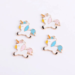 10pcs Enamel Unicorn Pendant Charms Necklace Girls Kids Accessory