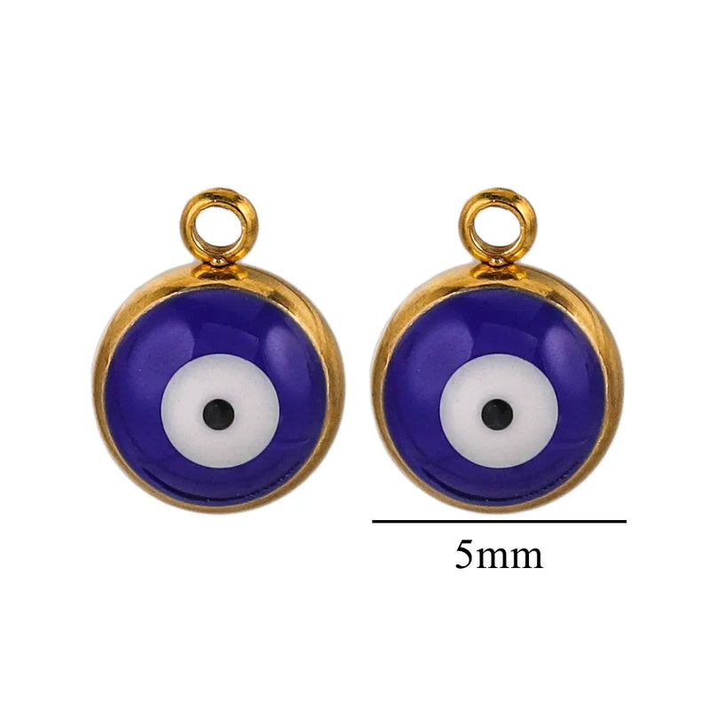 10pcs 18K Plated Devil's Eye Heart Charms DIY Jewelry Making