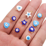 10pcs 18K Plated Devil's Eye Heart Charms DIY Jewelry Making