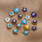 10pcs 18K Plated Devil's Eye Heart Charms DIY Jewelry Making