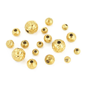 10pcs Gold-plate Stainless Steel Charm Beads Frosted Hammered Stripes Loose