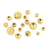 10pcs Gold-plate Stainless Steel Charm Beads Frosted Hammered Stripes Loose