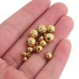10pcs Gold-plate Stainless Steel Charm Beads Frosted Hammered Stripes Loose