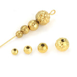 10pcs Gold-plate Stainless Steel Charm Beads Frosted Hammered Stripes Loose