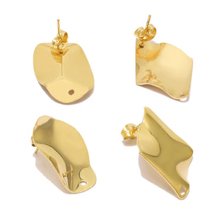10pcs 18k Oval Rhombic Stud Posts for Earrings