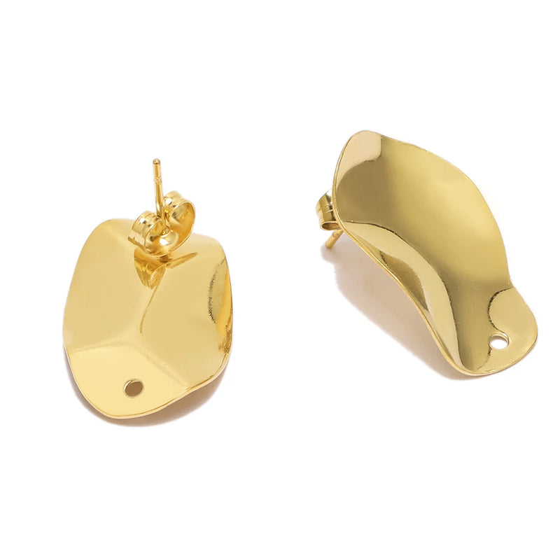 10pcs 18k Oval Rhombic Stud Posts for Earrings