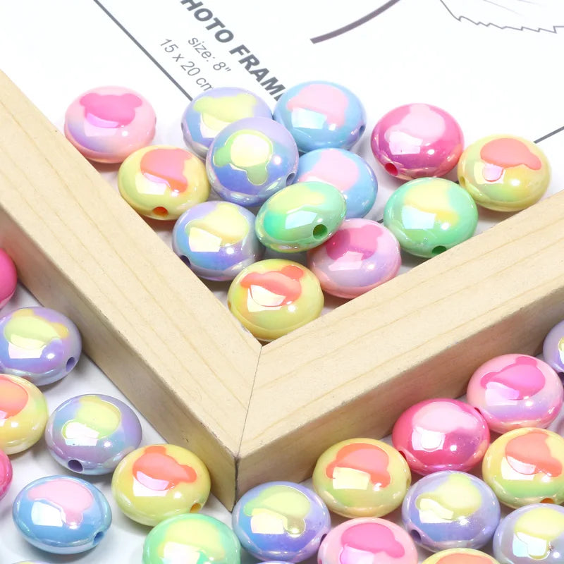 10pcs 18mm Mouse Head AB Colored Acrylic Beads DIY Jewelry Bracelet Charms