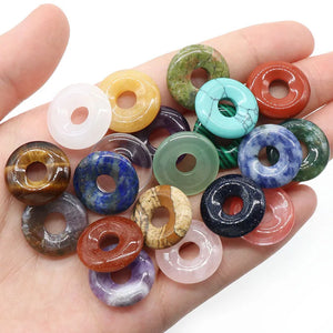 10pcs 18mm Lucky Buckle Charms Rose Pink Quartz Lapis Stone Chakra Pendants