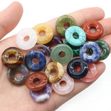 10pcs 18mm Lucky Buckle Charms Rose Pink Quartz Lapis Stone Chakra Pendants