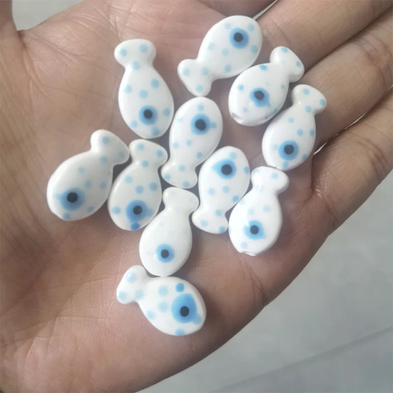 10pcs Fish Shape Ceramic Beads Jewelry Making Spacer DIY Bracelet Necklace