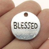 10pcs 18x18mm Blessed Plate Charms Antique Silver Plated Pendant Charms