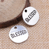10pcs 18x18mm Blessed Plate Charms Antique Silver Plated Pendant Charms