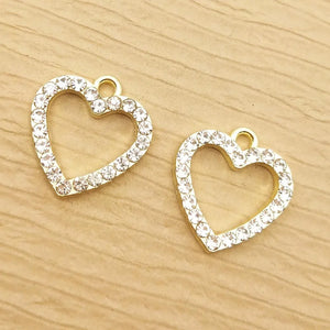 10pcs 18x19mm Crystal Heart Charm DIY Craft Supplies
