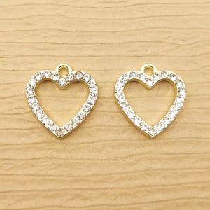 10pcs 18x19mm Crystal Heart Charm DIY Craft Supplies