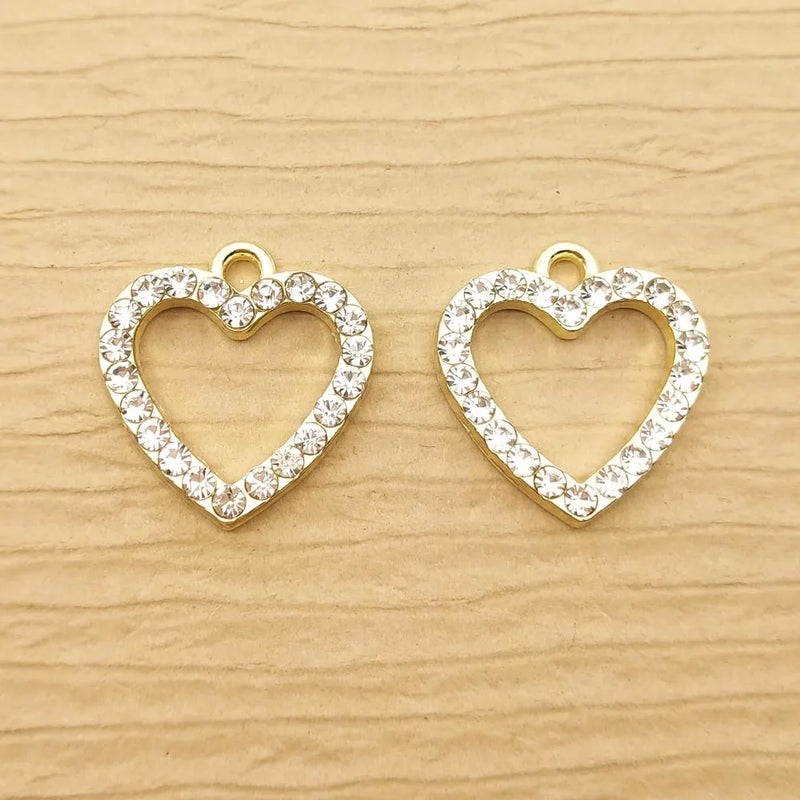 10pcs 18x19mm Crystal Heart Charm DIY Craft Supplies