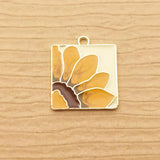 10pcs Enamel Flower Charm for Jewelry Making DIY Crafts