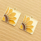 10pcs Enamel Flower Charm for Jewelry Making DIY Crafts