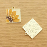 10pcs Enamel Flower Charm for Jewelry Making DIY Crafts