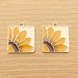 10pcs Enamel Flower Charm for Jewelry Making DIY Crafts