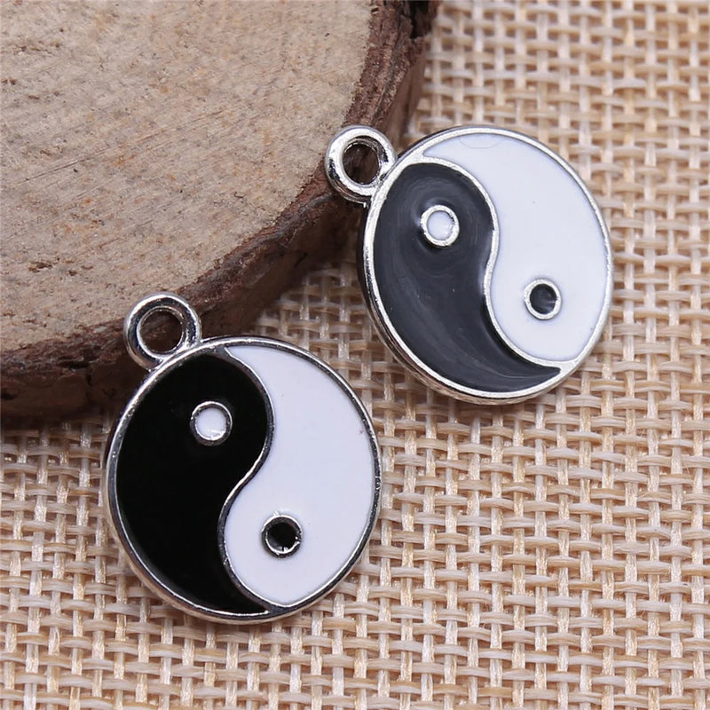 10pcs 18x22mm Tai Chi Charms Rhodium Zinc Alloy Pendant DIY Jewelry Findings