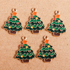 10pcs Enamel Christmas Star Tree Charms for Jewelry Making DIY