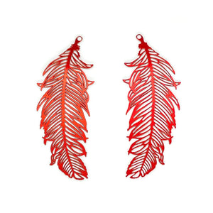 10pcs Feather Charms Hollow S.Steel Colorful Pendant B4943