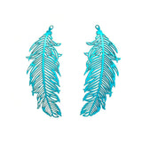 10pcs Feather Charms Hollow S.Steel Colorful Pendant B4943