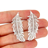 10pcs Feather Charms Hollow S.Steel Colorful Pendant B4943