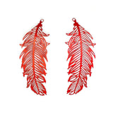 10pcs Feather Charms Hollow S.Steel Colorful Pendant B4943
