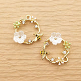 10pcs Enamel Bee Flower Charm for Jewelry Making DIY Crafts