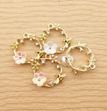 10pcs Enamel Bee Flower Charm for Jewelry Making DIY Crafts